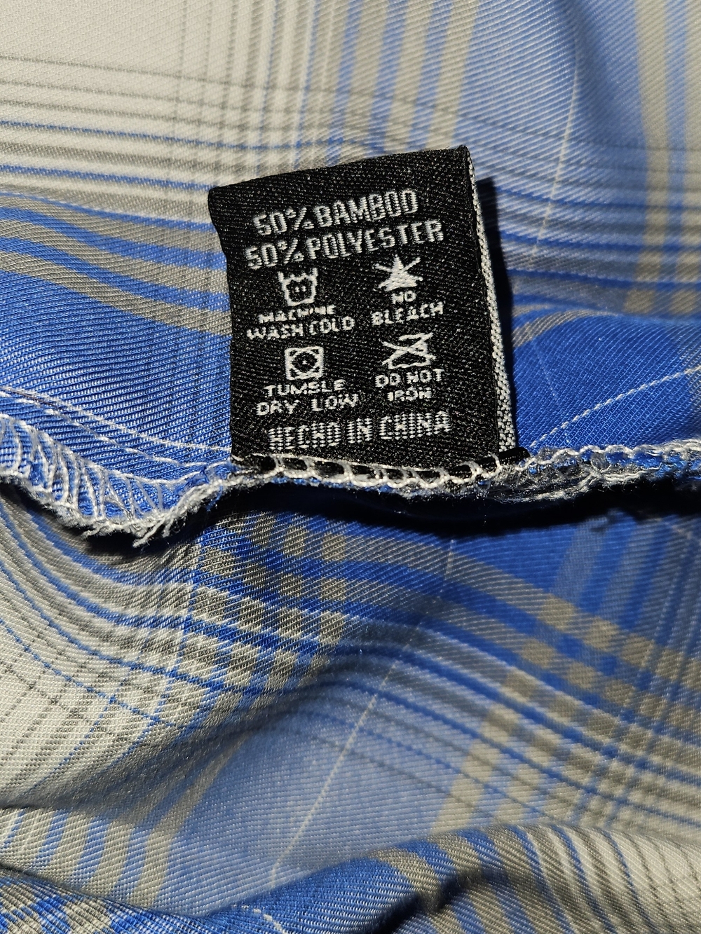 DIXXON Women's 2XL "The 1947" Blue & White Plaid Short Sleeve Bamboo Button-Up - Picture 8 of 9